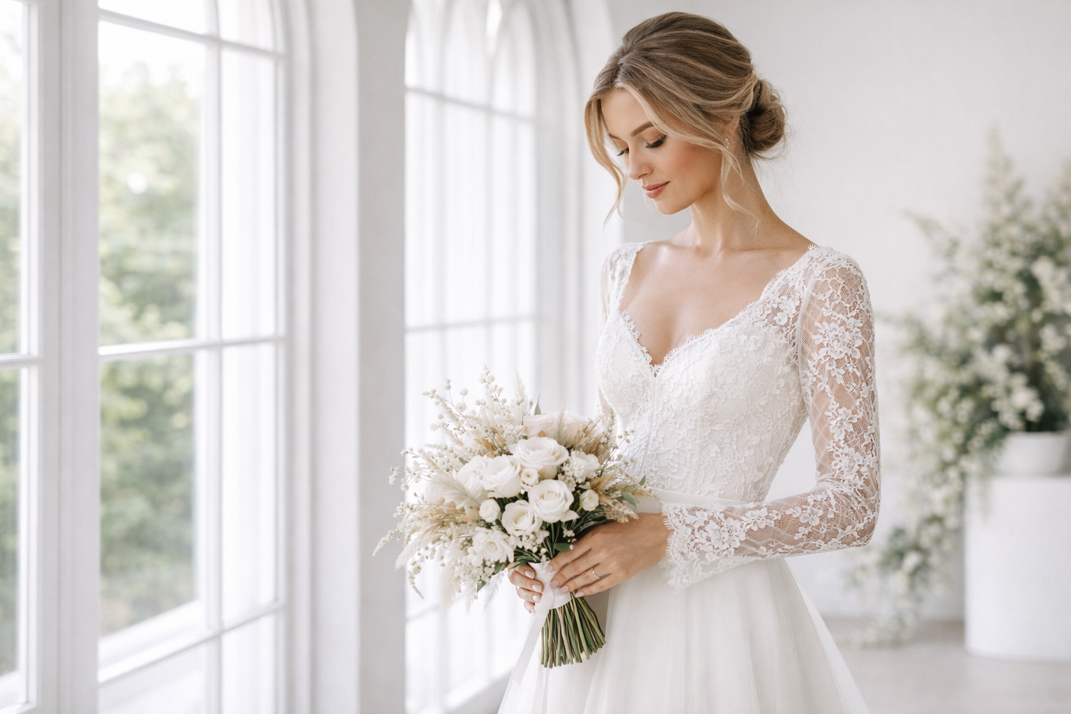 suknia ślubna z długim rękawem